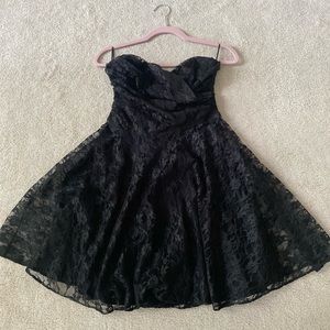 Express strapless back lace flare dress